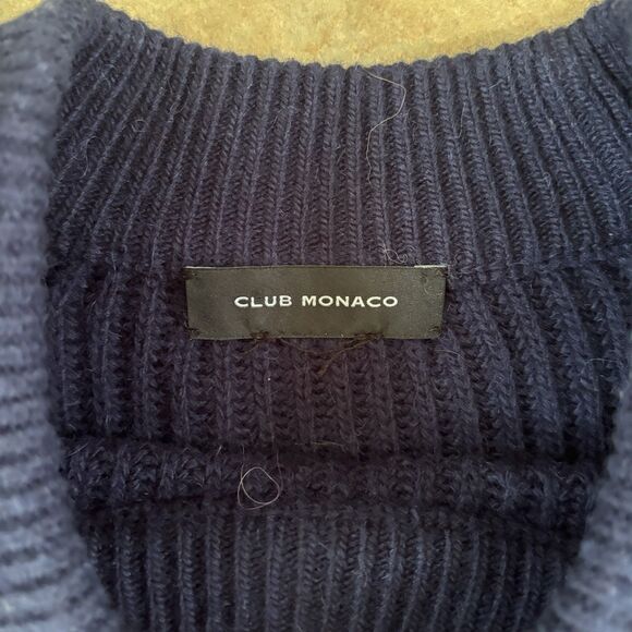 Club Monaco Sweater Womens Size Medium Wool Blend Alpaca Wool Blue Bubble Sleeve - Picture 4 of 9